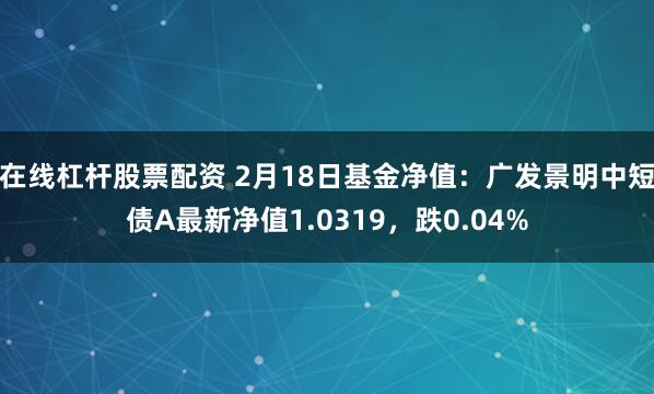 在线杠杆股票配资 2月18日基金净值：广发景明中短债A最新净值1.0319，跌0.04%