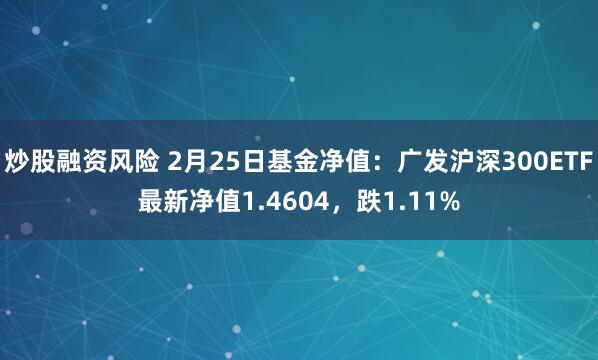 炒股融资风险 2月25日基金净值：广发沪深300ETF最新净值1.4604，跌1.11%