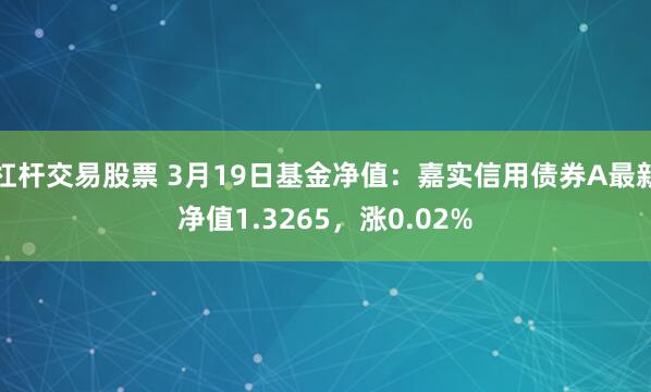 杠杆交易股票 3月19日基金净值：嘉实信用债券A最新净值1.3265，涨0.02%